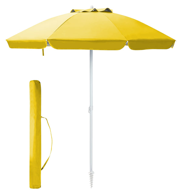 Ombrellone Da Spiaggia Grande Antivento 2.20 Metri Portatile Struttura In Acciaio A 8 Stecche Pieghevole Reclinabile Regolabile Altezza Puntale A Vite Resistente Uv Con Custodia A Tracolla