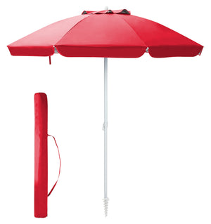 Ombrellone Da Spiaggia Grande Antivento 2.20 Metri Portatile Struttura In Acciaio A 8 Stecche Pieghevole Reclinabile Regolabile Altezza Puntale A Vite Resistente Uv Con Custodia A Tracolla