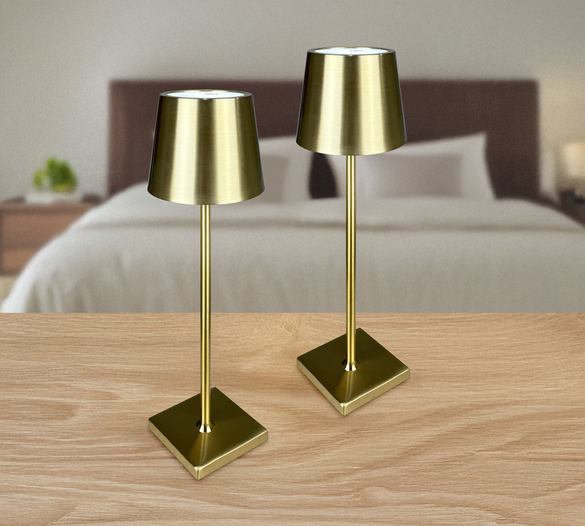 Coppia Di Lampada Da Tavolo LED Set 2 Pezzi Design Moderno Senza Fili Ricaricabile Controllo Touch Selezione Colore Intensità Dimmerabile Altezza Regolabile Con Adattatore Per Bottiglia 3000/4500/600K