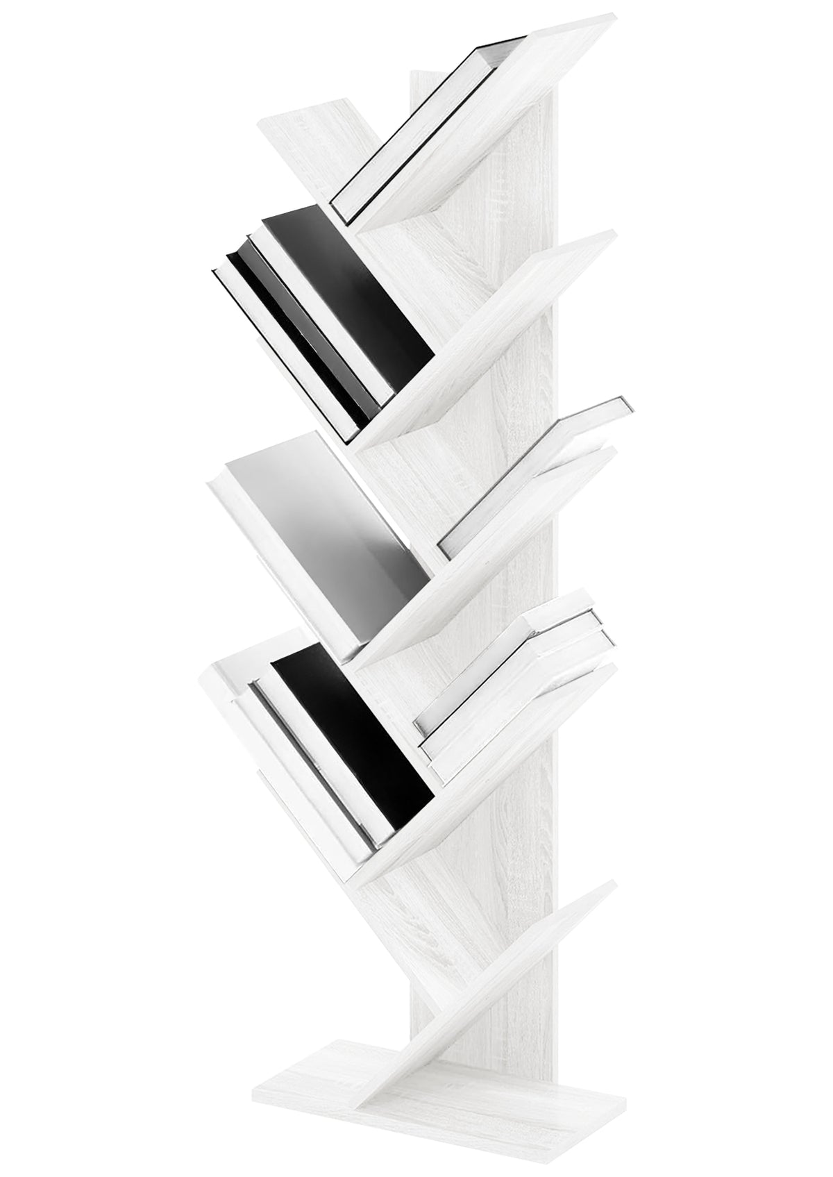 Liberia In Legno A Forma Ad Albero Scaffale 9 Ripiani Salvaspazio Verticale Camera Letto Soggiorno Studio Ufficio  Libro Mensola A Colonna Porta Libri Stile industrial Torre