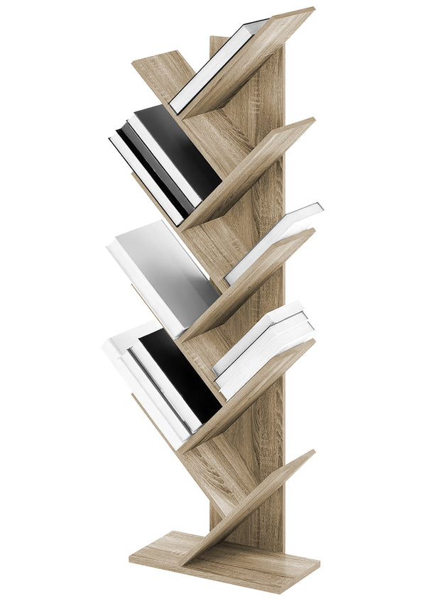 Liberia In Legno A Forma Ad Albero Scaffale 9 Ripiani Salvaspazio Verticale Camera Letto Soggiorno Studio Ufficio  Libro Mensola A Colonna Porta Libri Stile industrial Torre