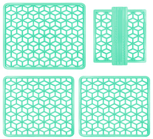 Set 4 Pezzi Tappetini Per Lavello Tappetino Antigoccia Scolapiatti Gocciolatoio Flessibile In Pvc Posate Bicchieri Accessori Cucina Protettivo Antifraffi Lavandino Cucina Prodotto Italiano