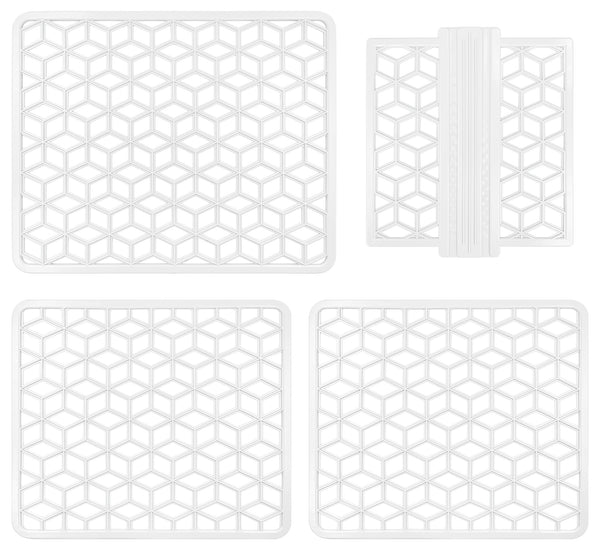 Set 4 Pezzi Tappetini Per Lavello Tappetino Antigoccia Scolapiatti Gocciolatoio Flessibile In Pvc Posate Bicchieri Accessori Cucina Protettivo Antifraffi Lavandino Cucina Prodotto Italiano