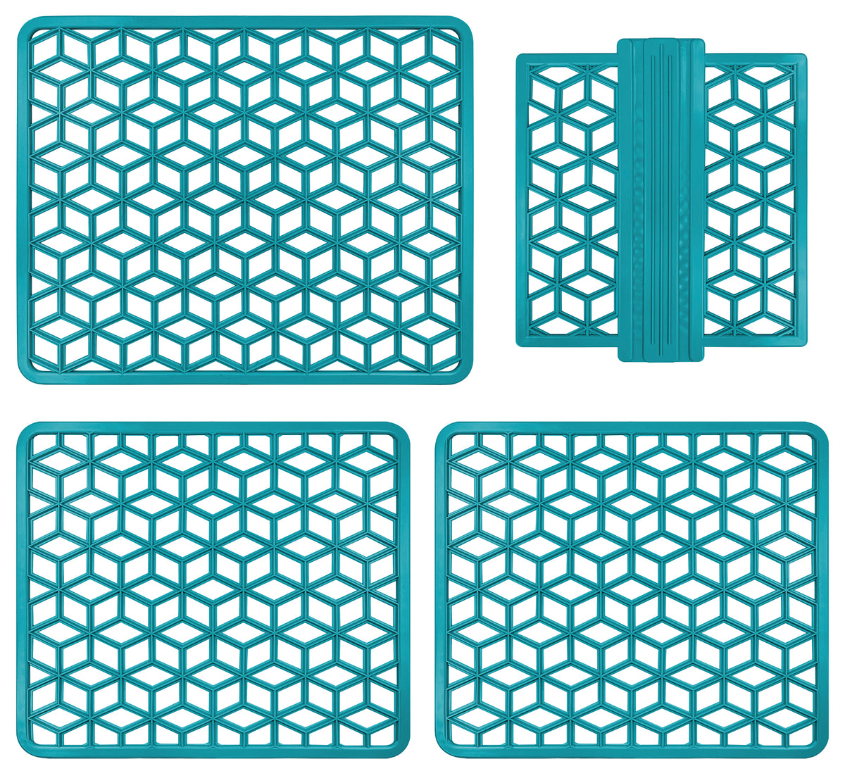 Set 4 Pezzi Tappetini Per Lavello Tappetino Antigoccia Scolapiatti Gocciolatoio Flessibile In Pvc Posate Bicchieri Accessori Cucina Protettivo Antifraffi Lavandino Cucina Prodotto Italiano