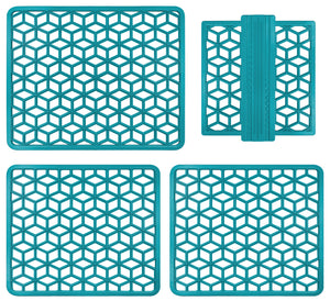 Set 4 Pezzi Tappetini Per Lavello Tappetino Antigoccia Scolapiatti Gocciolatoio Flessibile In Pvc Posate Bicchieri Accessori Cucina Protettivo Antifraffi Lavandino Cucina Prodotto Italiano