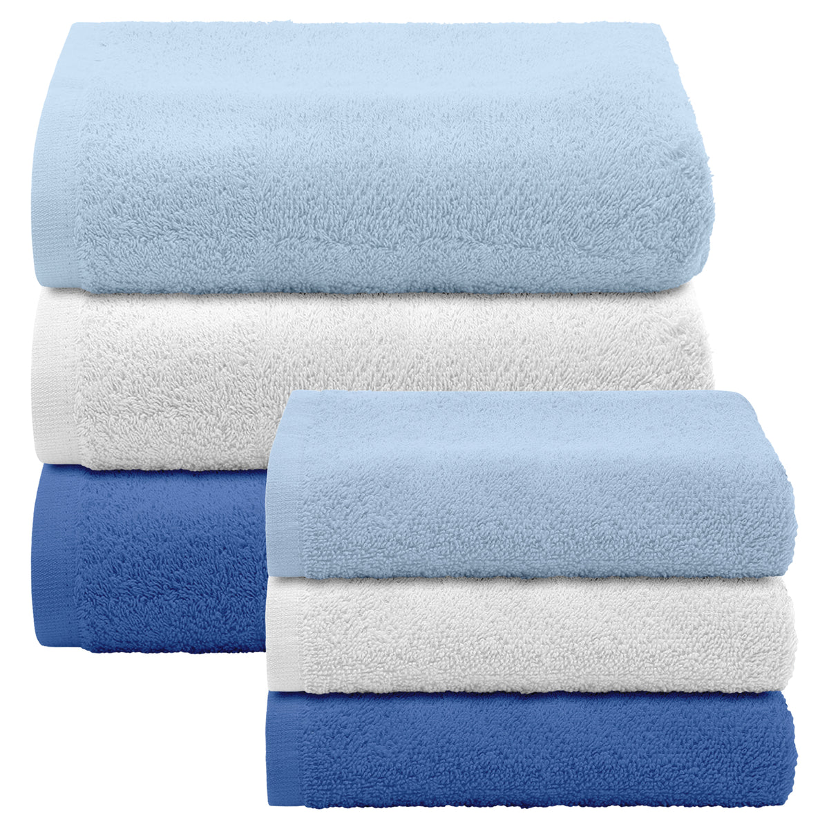 Asciugamani Bagno 100% Spugna Puro Cotone 450 Gr 6 Pezzi 3 Salvietta Viso 3 Asciugamano Ospite Mani Qualità Salviette Super Morbide Bicolore