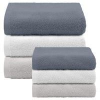 Asciugamani Bagno 100% Spugna Puro Cotone 450 Gr 6 Pezzi 3 Salvietta Viso 3 Asciugamano Ospite Mani Qualità Salviette Super Morbide Bicolore