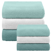 Asciugamani Bagno 100% Spugna Puro Cotone 450 Gr 6 Pezzi 3 Salvietta Viso 3 Asciugamano Ospite Mani Qualità Salviette Super Morbide Bicolore