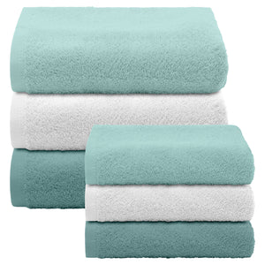 Asciugamani Bagno 100% Spugna Puro Cotone 450 Gr 6 Pezzi 3 Salvietta Viso 3 Asciugamano Ospite Mani Qualità Salviette Super Morbide Bicolore