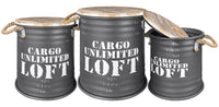 Set 3 Pouf Contenitori In Acciaio SgabellO Tavolino Caffè Salotto Design Moderno Cargo Unlimited Impilabili Salvaspazio Arredo Soggiorno Camera Coperchio Legno Vintage