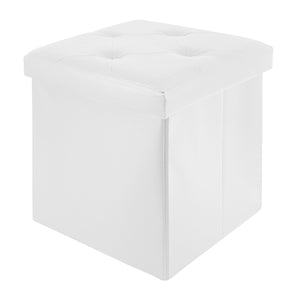 Pouf Poggiapiedi In Ecopelle 2 In 1 Contenitore 38x38Cm Quadrato Salotto Sgabello Camera Soggiorno Portaoggetti Design Moderno Complemento D'arredo Portaoggetti