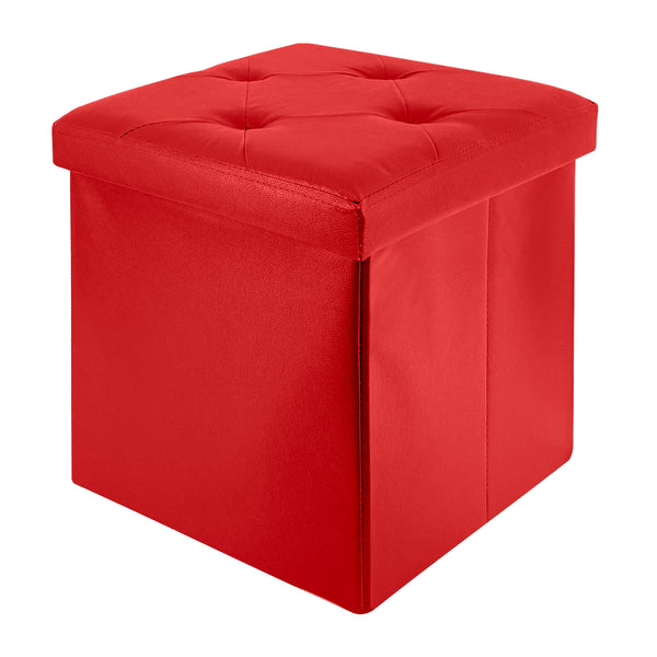 Pouf Poggiapiedi In Ecopelle 2 In 1 Contenitore 38x38Cm Quadrato Salotto Sgabello Camera Soggiorno Portaoggetti Design Moderno Complemento D'arredo Portaoggetti