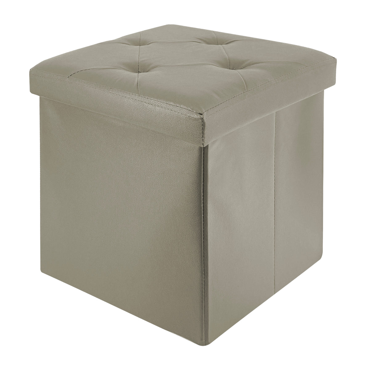Pouf Poggiapiedi In Ecopelle 2 In 1 Contenitore 38x38Cm Quadrato Salotto Sgabello Camera Soggiorno Portaoggetti Design Moderno Complemento D'arredo Portaoggetti