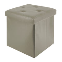 Pouf Poggiapiedi In Ecopelle 2 In 1 Contenitore 38x38Cm Quadrato Salotto Sgabello Camera Soggiorno Portaoggetti Design Moderno Complemento D'arredo Portaoggetti