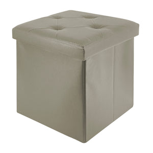 Pouf Poggiapiedi In Ecopelle 2 In 1 Contenitore 38x38Cm Quadrato Salotto Sgabello Camera Soggiorno Portaoggetti Design Moderno Complemento D'arredo Portaoggetti