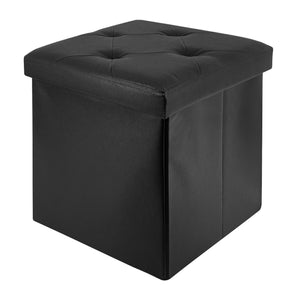 Pouf Poggiapiedi In Ecopelle 2 In 1 Contenitore 38x38Cm Quadrato Salotto Sgabello Camera Soggiorno Portaoggetti Design Moderno Complemento D'arredo Portaoggetti