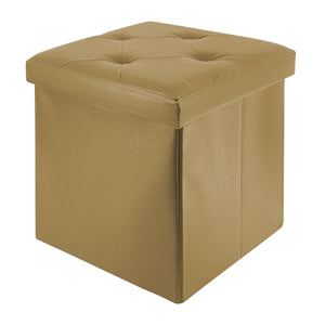 Pouf Poggiapiedi In Ecopelle 2 In 1 Contenitore 38x38Cm Quadrato Salotto Sgabello Camera Soggiorno Portaoggetti Design Moderno Complemento D'arredo Portaoggetti
