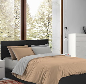 Copripiumino 100% Cotone Matrimoniale Double Face Made In Italy Bicolore Sacco e Federe Due Piazze Set Letto