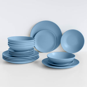 Servizio 18 Pezzi Piatti Cucina In Porcellana Gres Matt Design Moderno Finiture Opache Piatto Fondo Piano Dessert Lavastoviglie MicroondeCertificati Contatto Alimentare