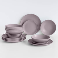 Servizio 18 Pezzi Piatti Cucina In Porcellana Gres Matt Design Moderno Finiture Opache Piatto Fondo Piano Dessert Lavastoviglie MicroondeCertificati Contatto Alimentare
