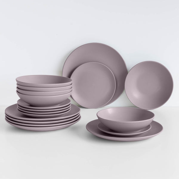 Servizio 18 Pezzi Piatti Cucina In Porcellana Gres Matt Design Moderno Finiture Opache Piatto Fondo Piano Dessert Lavastoviglie MicroondeCertificati Contatto Alimentare