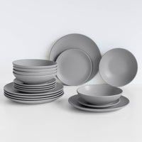 Servizio 18 Pezzi Piatti Cucina In Porcellana Gres Matt Design Moderno Finiture Opache Piatto Fondo Piano Dessert Lavastoviglie MicroondeCertificati Contatto Alimentare
