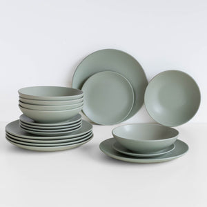 Servizio 18 Pezzi Piatti Cucina In Porcellana Gres Matt Design Moderno Finiture Opache Piatto Fondo Piano Dessert Lavastoviglie MicroondeCertificati Contatto Alimentare