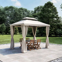 Gazebo Da Giardino 3x4 Mt Struttura In Alluminio E Acciaio Con Pareti Laterali E Zanzariere Con Camino Antivento E Copertura Impermeabile