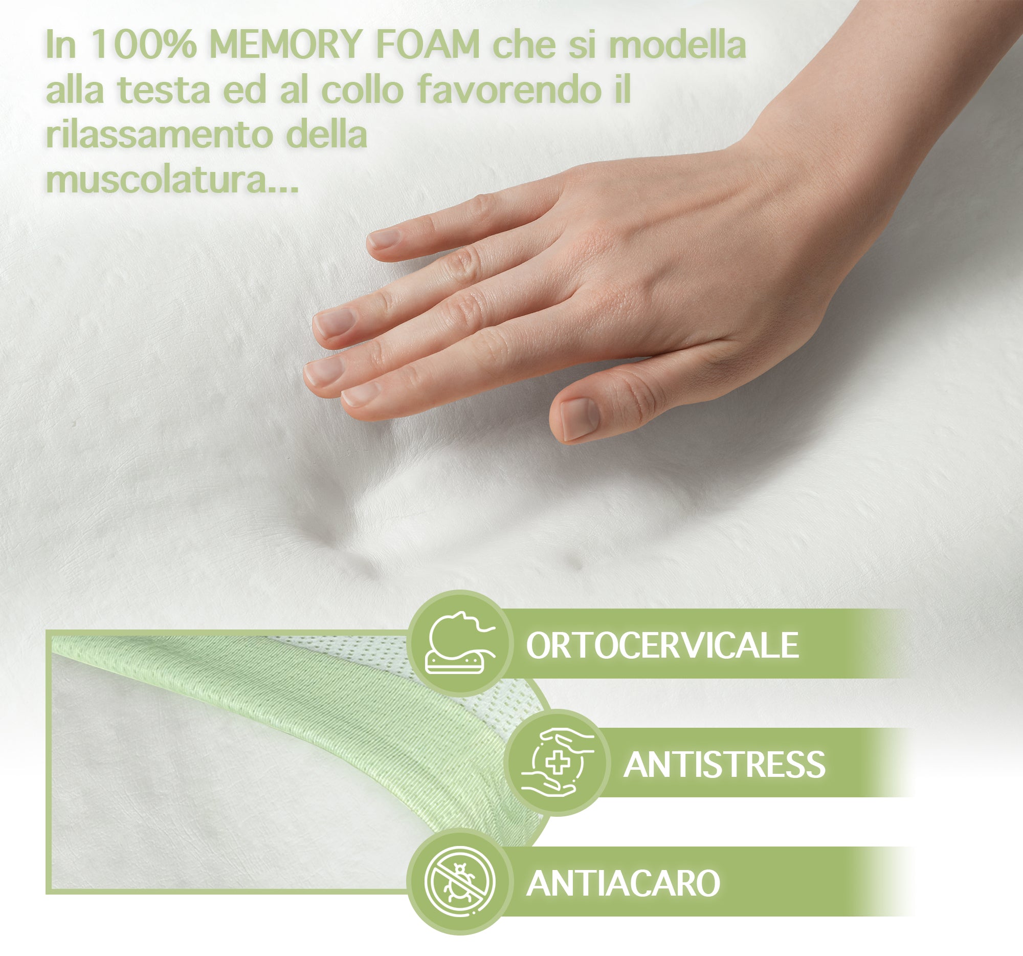 Guanciale Memory Foam per Letto Cuscino Spessore 15cm Ortopedico per Cervicale Guanciale Memory Foam per Letto Cuscino Spessore 15cm Ortopedico per Cervicale