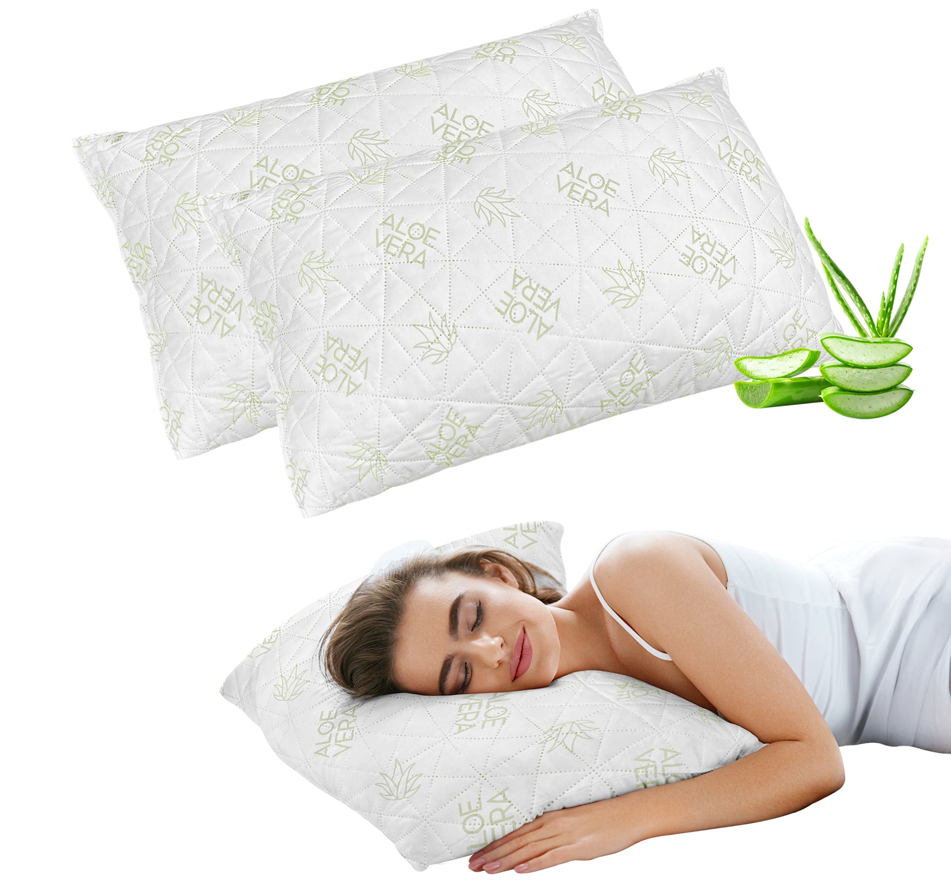 Paar Aloe-Vera-Memory-Schaum-Kissen (50 x 80 cm), anatomisch geformt, –  Ilgruppone
