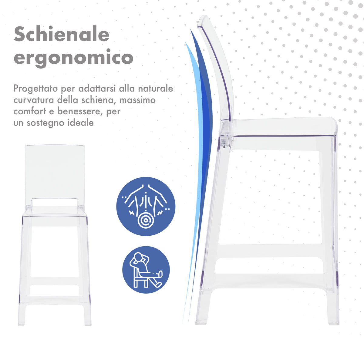 Set Di 2 Sgabelli Cucina Trasparenti In Policarbonato Sgabello Da Bar Seduta Ergonomica