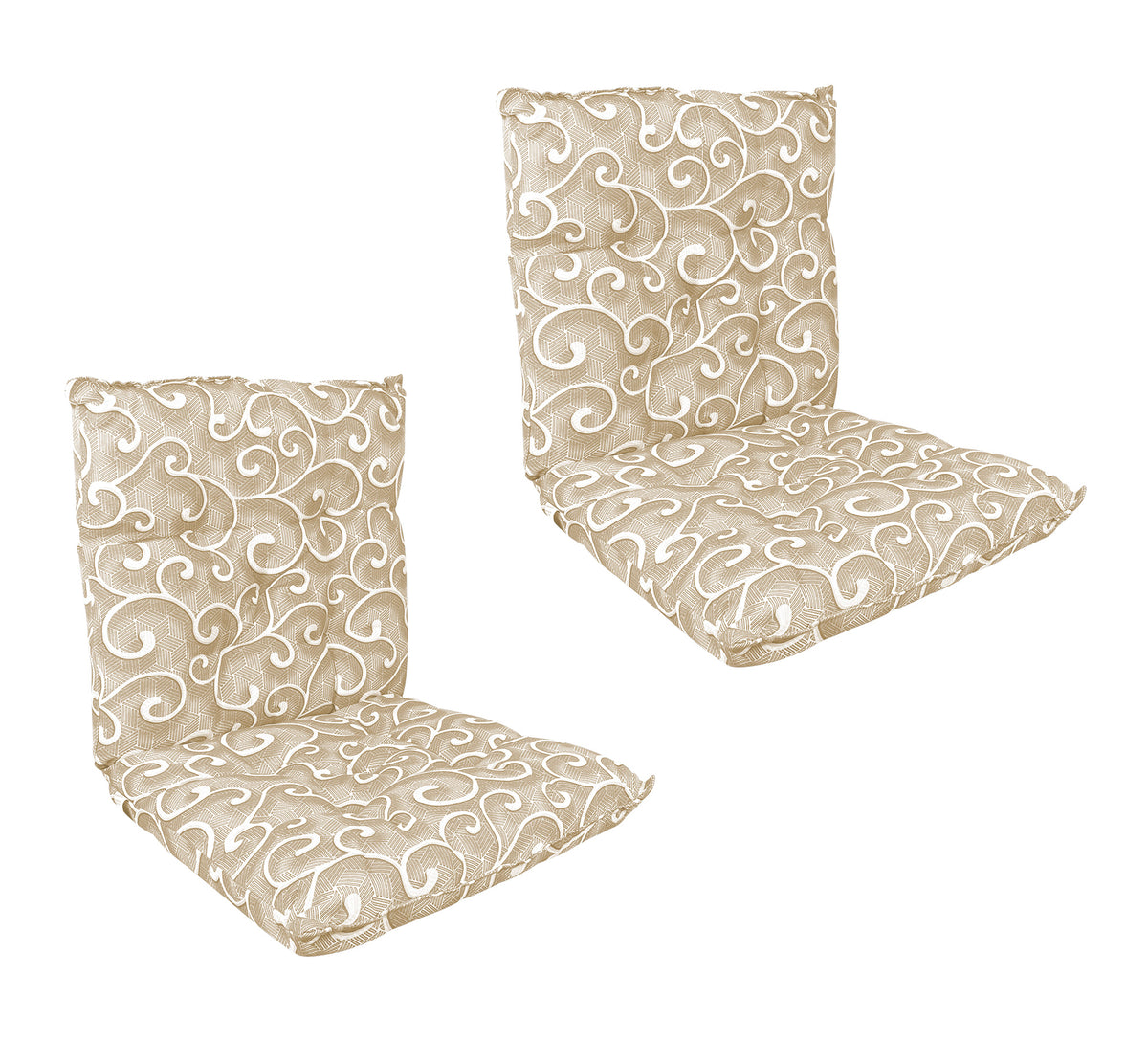 Set Cuscini Sedia Con Schienale e Laccetti Banda Elastica 40 x 80 Cm