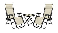 Set Di 2 Sedie A Sdraio Da Giardino Con Tavolino 0 Gravity Pieghevoli Schienale Regolabile Da Esterno Con Portabicchieri Poggiatesta Regolabile