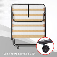 Brandina Pieghevole A Doghe Con Materasso Struttura Resistente Con Ruote Prodotto Italiano Branda Ortopedica Richiudibile 80x190 Cm Trasportabile In Omaggio Cuscino e Cover Protettiva