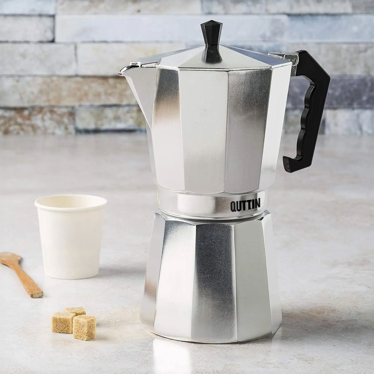 Caffettiera Moka Caffè 9 Tazze Grande Per Piani Ad Induzione Realizzata In Alluminio Manico E Pomolo Termico Certificata Contatto Alimentare