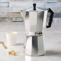 Caffettiera Moka Caffè 9 Tazze Grande Per Piani Ad Induzione Realizzata In Alluminio Manico E Pomolo Termico Certificata Contatto Alimentare