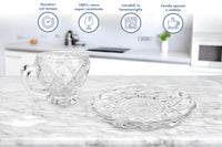 Set 6 Tazzine Caffè In Vetro Con Piattino Eleganti 100 ML Lavabili In Lavastoviglie Trasparenti Certificate Contatto Alimentare In Elegante Confezione Regalo Ricamate Tazza Servizio Bicchierini Coplenza