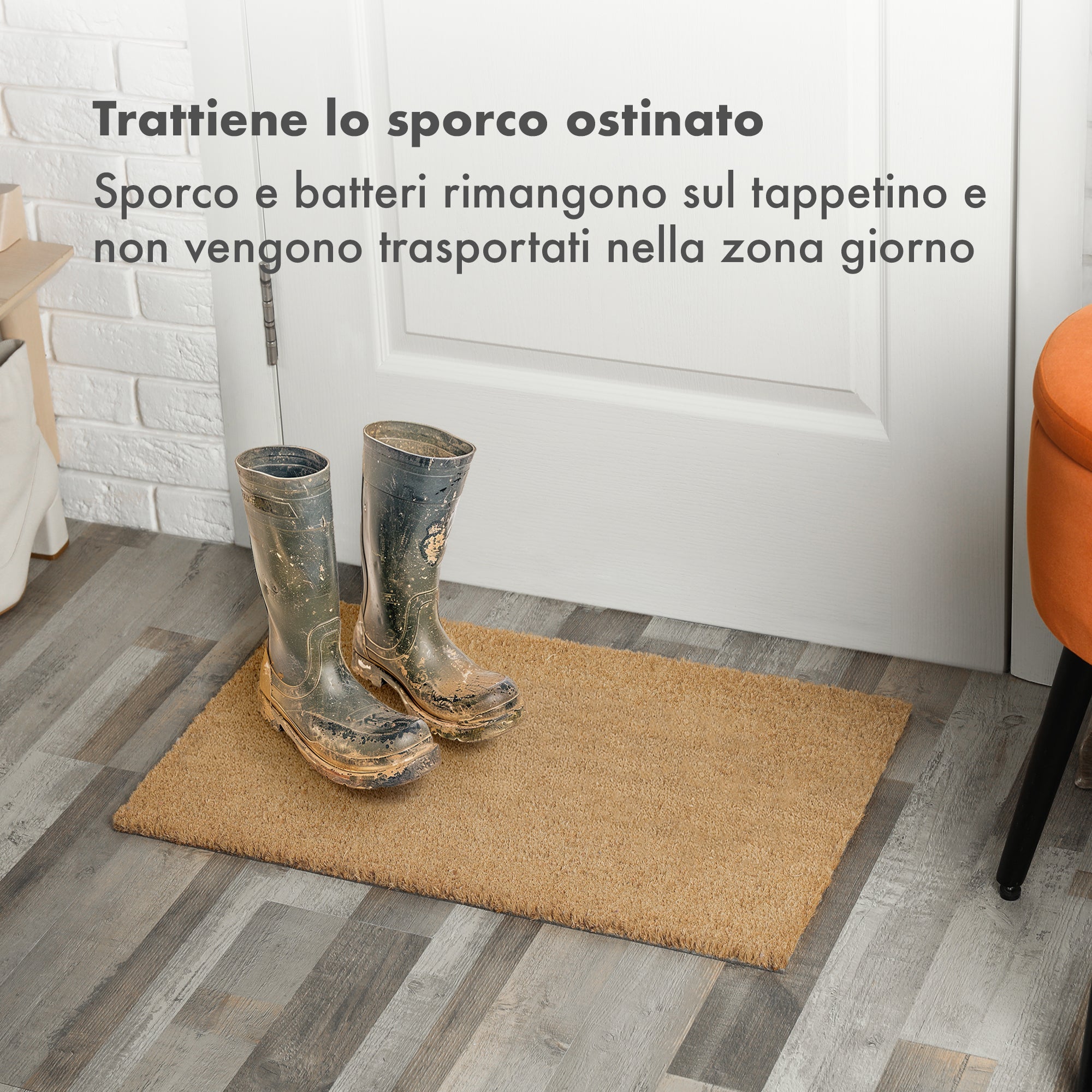 Zerbino In Fibra Di Cocco Relaxdays 40x60 Cm - Tappetino Antiscivolo Con Fondo In Gomma Per Esterno E Interno