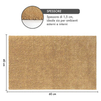 Zerbino Ingresso In Cocco Tappeto Antiscivolo Antibatterico 40 x 60 Cm AsciugaPassi Facile Da Pulire Resistente Rettangolare Tappetino Colore Naturale Neutro