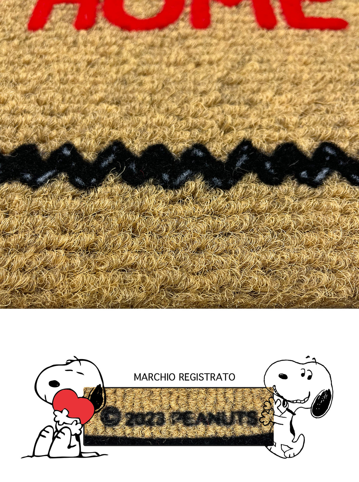 Peanuts Zerbino In Cocco Ingresso Snoopy Originale Rettangolare 70 x 40 Cm Tappeto Ingresso Asciugapassi Tappetino Antiscivolo