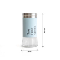 Set 5 Contenitori In Vetro Cucina Portaspezie 130 Ml Barattoli Moderni Sale Pepe Rotondi Moderni Tappo Girevole Acciaio Per Regolazione Con Moderne Scritte Certificati Contatto Alimentare