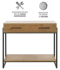 Consolle Da Ingresso Con 2 Cassetti e Ripiano Mobiletto Corridoio Scarpiera Portachiavi e Accessori Stile Industrial Legno Metallo Mobile Tavoli Per Divano