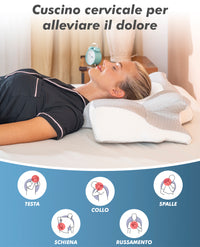 Cuscino Farfalla 6 Zone Ergonomico In Memory Foam 2 In 1 Ortopedico Guanciale Collo Supporto Cervicale Braccio Sotto Sfoderabile Lavabile Dormire Lateralmente Pancia Schiena