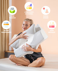 Cuscino Farfalla 6 Zone Ergonomico In Memory Foam 2 In 1 Ortopedico Guanciale Collo Supporto Cervicale Braccio Sotto Sfoderabile Lavabile Dormire Lateralmente Pancia Schiena