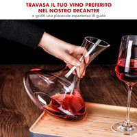 Decanter Per Vino In Vetro Molato 1.5 Litri Elegante Ampia Capienza Certificato Contatto Alimentare Ideale Anche Per Acqua Bibite Caraffa Trasparente Travaso Vigno