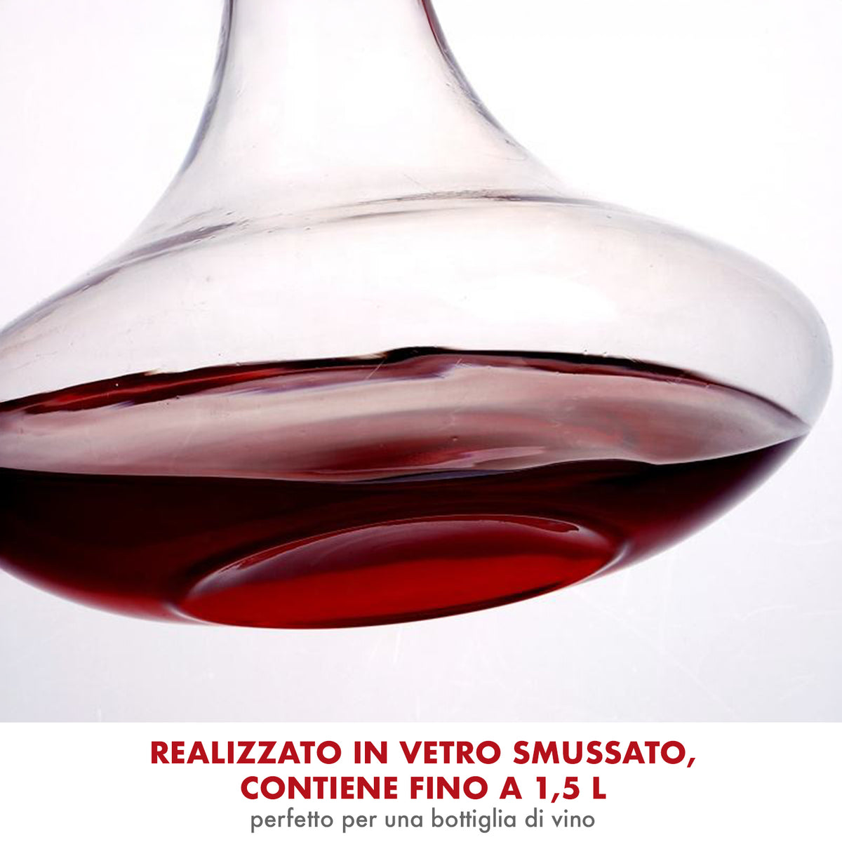 Decanter Per Vino In Vetro Molato 1.5 Litri Elegante Ampia Capienza Certificato Contatto Alimentare Ideale Anche Per Acqua Bibite Caraffa Trasparente Travaso Vigno