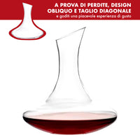 Decanter Per Vino In Vetro Molato 1.5 Litri Elegante Ampia Capienza Certificato Contatto Alimentare Ideale Anche Per Acqua Bibite Caraffa Trasparente Travaso Vigno