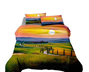 Completo Letto Matrimoniale Lenzuola 100% Cotone Set Lenzuolo Moderno Due Piazze Sotto Sopra Federe Due Stampe Digitale