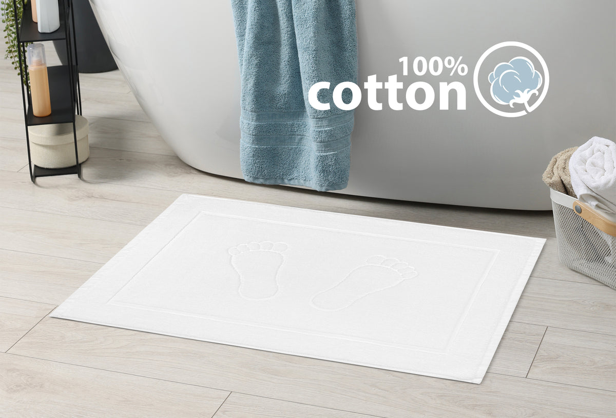 Tappeto Bagno Bianco Scendidoccia Lavabile In Lavatrice Ricamo Piedi 45x70 Cm Ideale Per Casa Hotel B&B Lavabile Lavanderia 60 Gradi