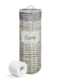 Portarotolo Carta Igienica Da Terra Con Coperchio Portacarta Struttura Robusta In Metallo Con Rivestimento In Vimini Intrecciato Fino a 4 Rotoli Elegante